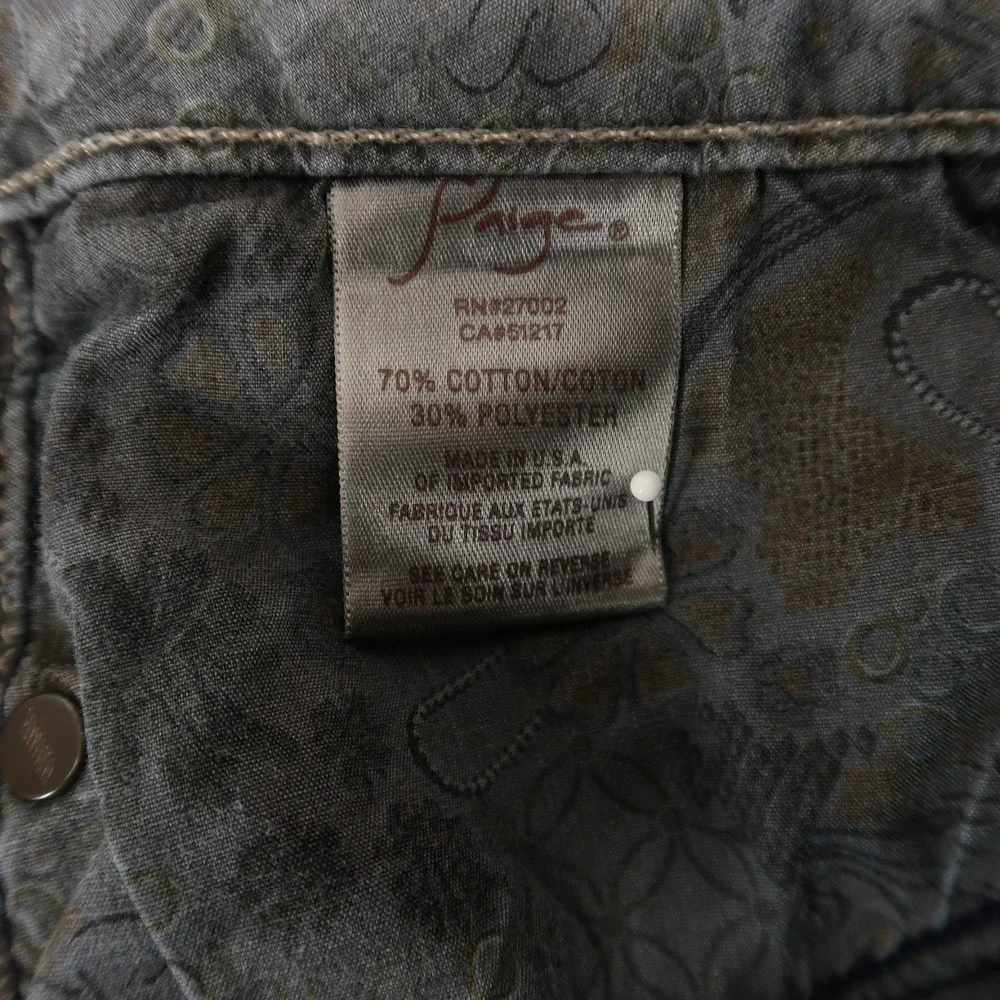 Paige Hidden Hills Jeans Womens 31 Blue Bootcut Mid Rise Dark Wash Stretch - Picture 11 of 12